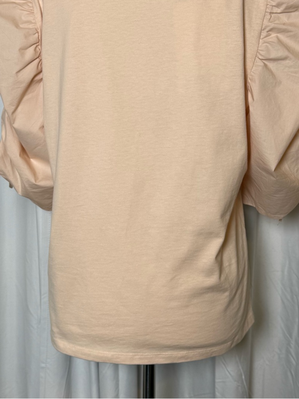 FRAME Ruched Tie Sleeve Tee Blush Pink Puff Sleeve Top XL NWT - Picture 12 of 13